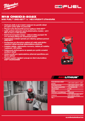 Akumulátorové rázové utahováky a šroubováky Milwaukee M18 ONEID3-502X