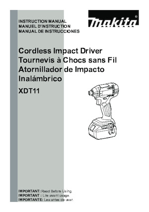 Akumulátorové rázové utahováky a šroubováky Makita XDT11Z