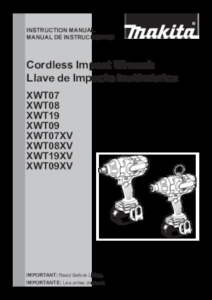 Akumulátorové rázové utahováky a šroubováky Makita XWT19Z