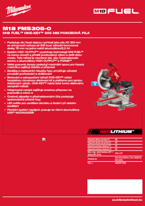 Akumulátorové pokosové pily Milwaukee M18 FMS305-0