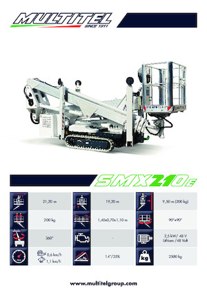 Pásové kloubové pracovní plošiny Multitel SMX 210 AXON