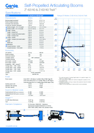 Pásové kloubové pracovní plošiny Genie Z-62/40 TraX