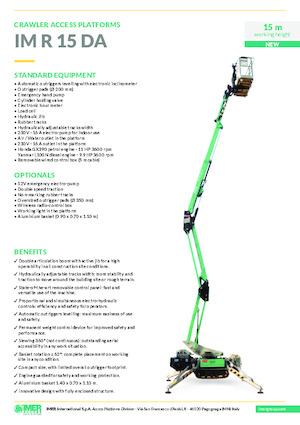 Pásové kloubové pracovní plošiny Imer IM R 15 DA