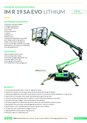 Pásové kloubové pracovní plošiny Imer IM R 19 SA Evo Lithium