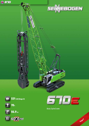 Pásové jeřáby s příhradovým výložníkem Sennebogen 670E