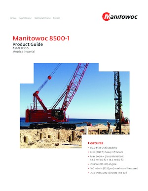 Pásové jeřáby s příhradovým výložníkem Manitowoc 8500-1