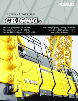 Pásové jeřáby s příhradovým výložníkem Kobelco CK1600G-2