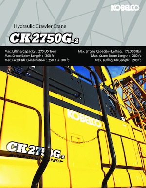 Pásové jeřáby s příhradovým výložníkem Kobelco CK2750G-2