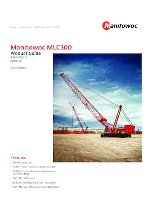 Pásové jeřáby s příhradovým výložníkem Manitowoc MLC300