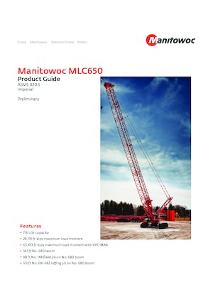 Pásové jeřáby s příhradovým výložníkem Manitowoc MLC650