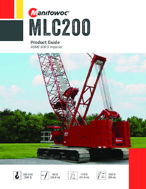 Pásové jeřáby s příhradovým výložníkem Manitowoc MLC200