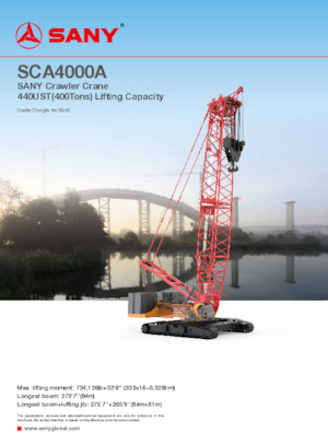 Pásové jeřáby s příhradovým výložníkem Sany SCA4000A