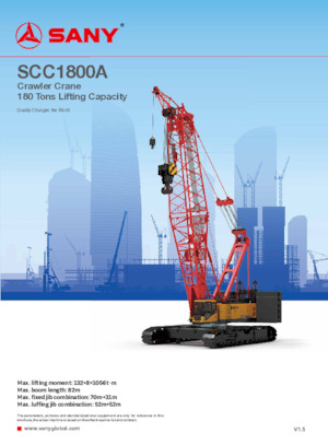 Pásové jeřáby s příhradovým výložníkem Sany SCC1800A