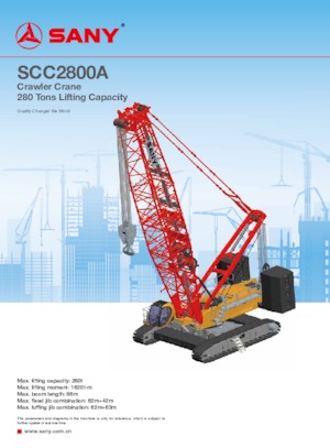 Pásové jeřáby s příhradovým výložníkem Sany SCC2800A