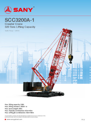 Pásové jeřáby s příhradovým výložníkem Sany SCC3200A-1