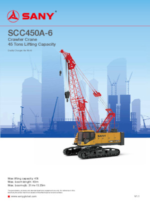 Pásové jeřáby s příhradovým výložníkem Sany SCC450A-6