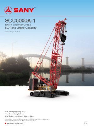 Pásové jeřáby s příhradovým výložníkem Sany SCC5000A-1