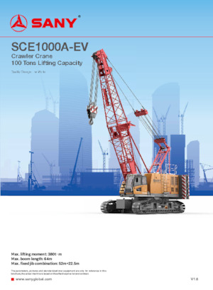 Pásové jeřáby s příhradovým výložníkem Sany SCE1000A-EV