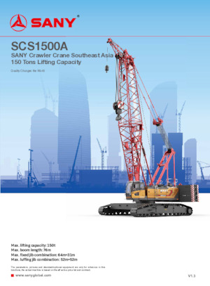 Pásové jeřáby s příhradovým výložníkem Sany SCS1500A