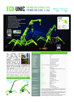 Pásové jeřáby s teleskopickým výložníkem UNIC Eco RK-095