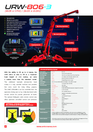 Pásové jeřáby s teleskopickým výložníkem UNIC URW-806-3