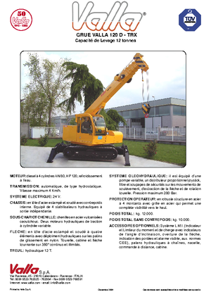 Pásové jeřáby s teleskopickým výložníkem Valla 120 TRX-D