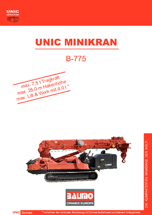 Pásové jeřáby s teleskopickým výložníkem UNIC B 775