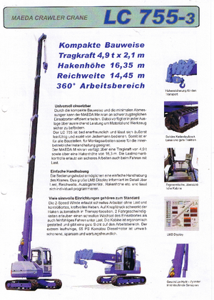 Pásové jeřáby s teleskopickým výložníkem Maeda LC 755-3