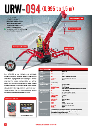 Pásové jeřáby s teleskopickým výložníkem UNIC URW 094