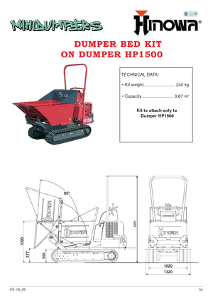 Pásové dumpery Hinowa HP 1500