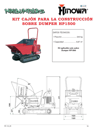 Pásové dumpery Hinowa HP 1500