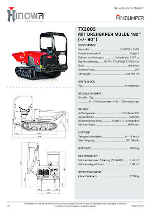 Pásové dumpery Hinowa TX3005