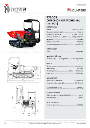 Pásové dumpery Hinowa TX3005