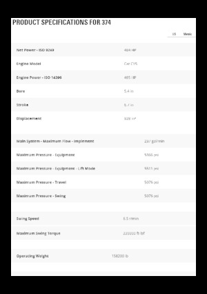 Pásová rypadla Caterpillar 374