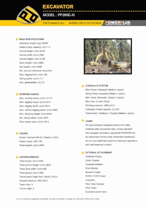 Pásová rypadla PowerPlus PP280E-XI