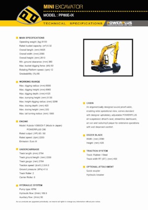 Pásová rypadla PowerPlus PP80E-IX 