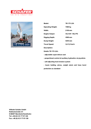 Pásová rypadla Takeuchi TB 175