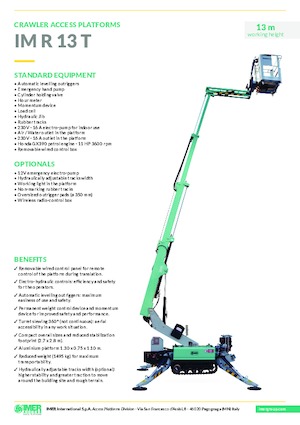 Pásové teleskopické pracovní plošiny Imer IM R 13 T 