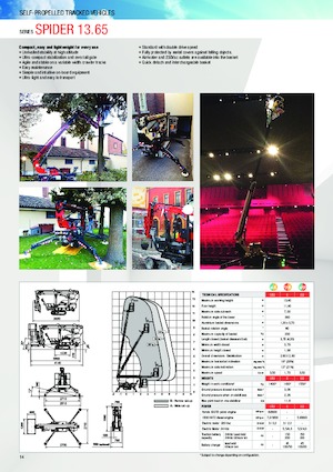 Pásové teleskopické pracovní plošiny Platform Basket SPIDER 13.65 ED