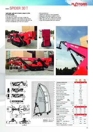 Pásové teleskopické pracovní plošiny Platform Basket SPIDER 30T E