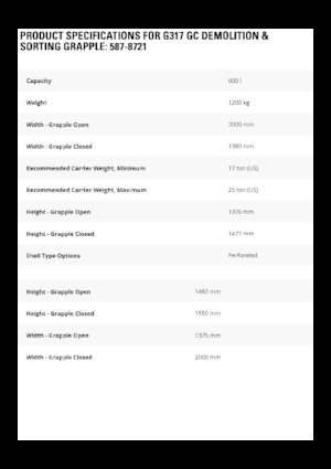 Demoliční drapáky Caterpillar G317 GC