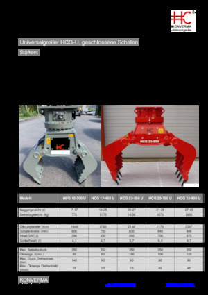 Demoliční drapáky Konverma HCG 17-450-U