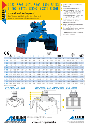 Demoliční drapáky Arden S 3001