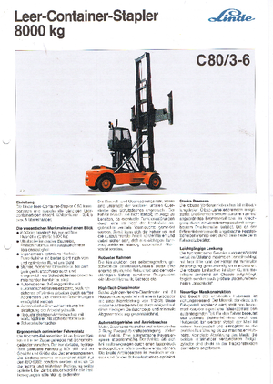 Čelní vysokozdvižné dieselové vozíky Linde C 80/3