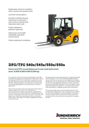 Čelní vysokozdvižné dieselové vozíky Jungheinrich DFG 550s