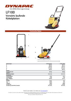 Jednosměrné vibrační desky Dynapac LF 100 (1B20)