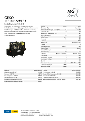Naftové elektrocentrály Geko ® 11010 E-S/MEDA