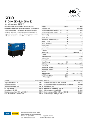 Naftové elektrocentrály Geko ® 11010 ED-S/MEDA