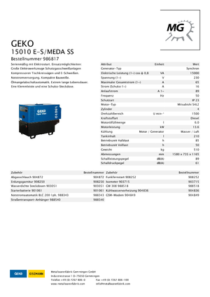 Naftové elektrocentrály Geko ® 15010 E-S/MEDA