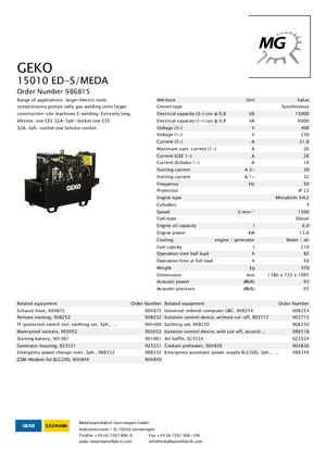 Naftové elektrocentrály Geko ® 15010 ED-S/MEDA